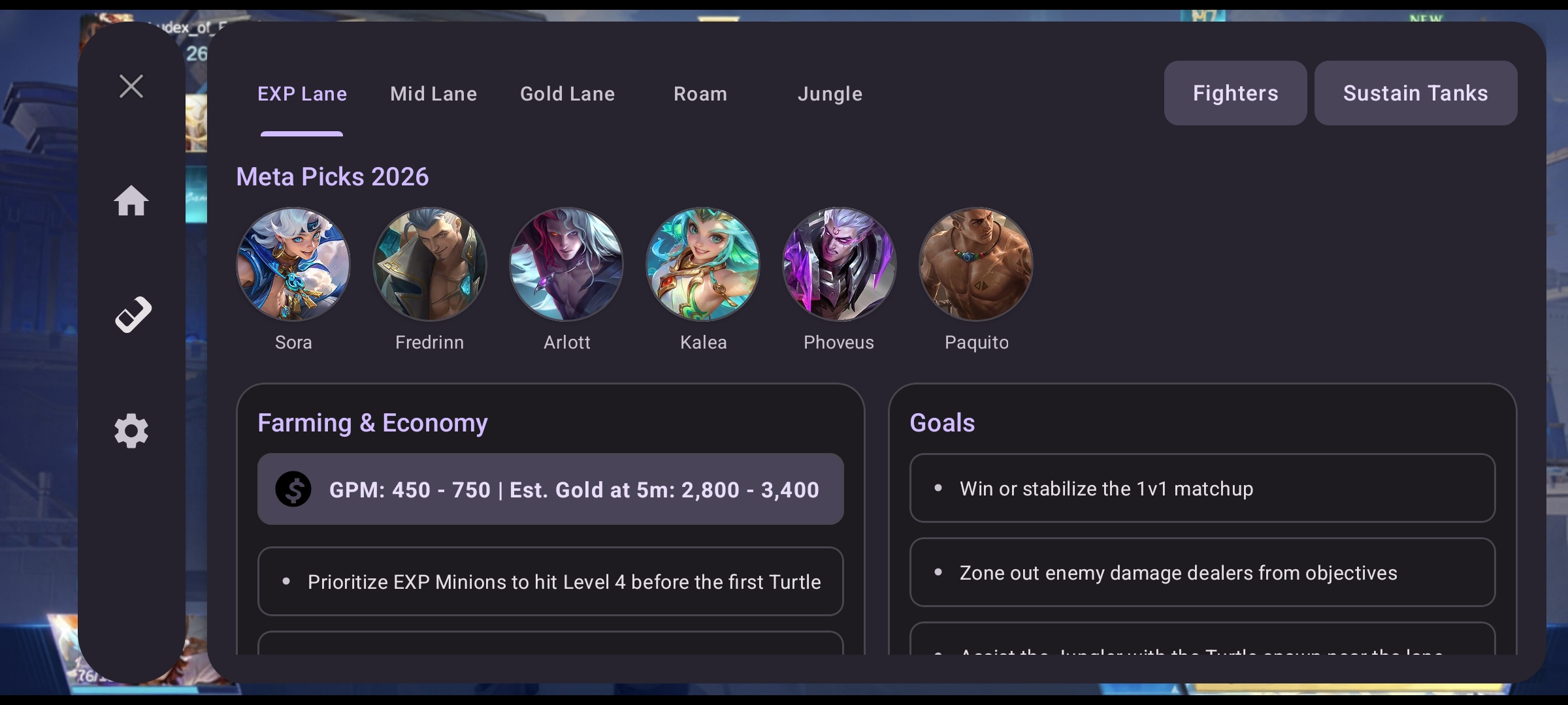 Overlay home tab