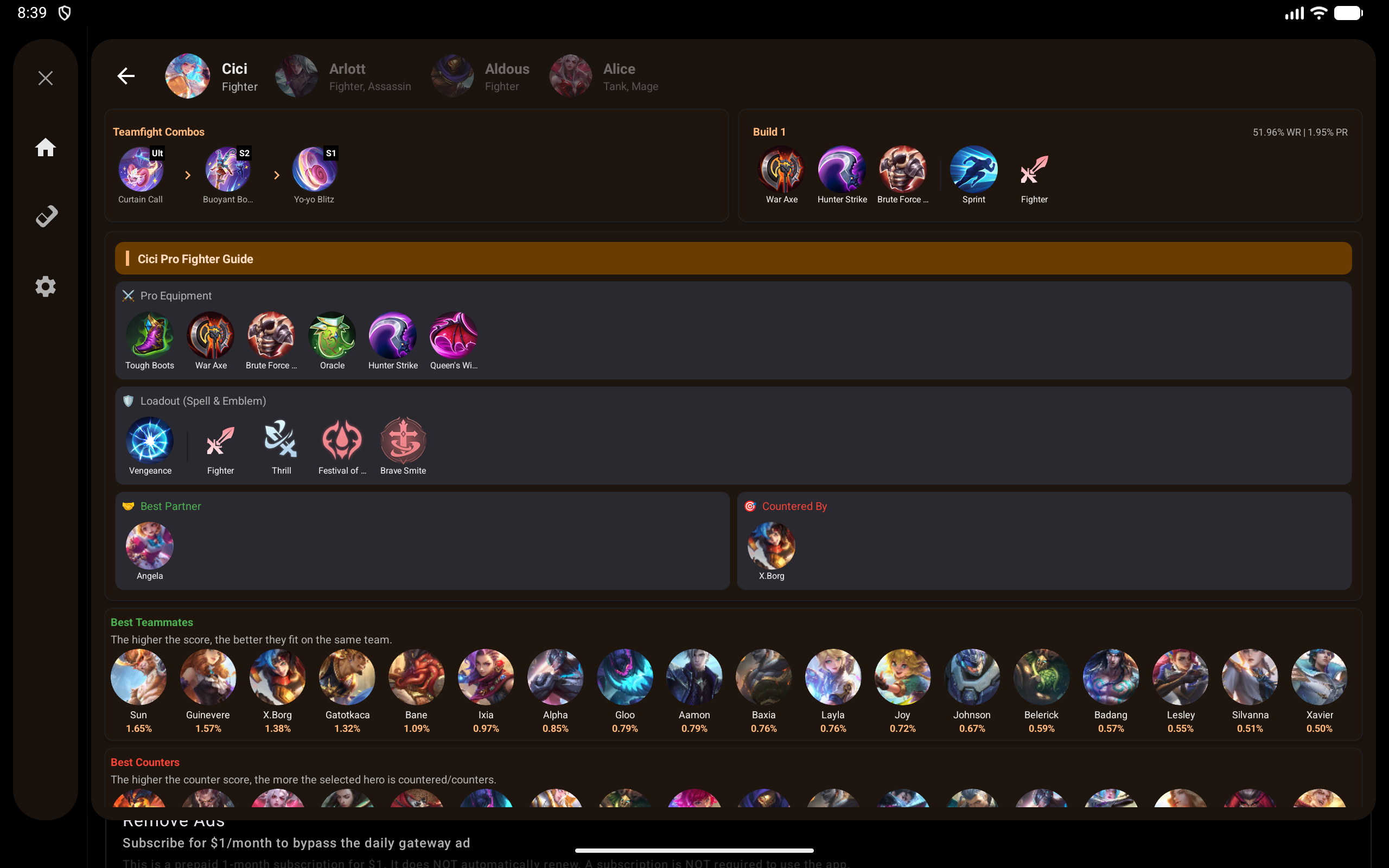 Tablet overlay pinned heroes